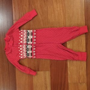 Hanna Andersson Red Holiday Zip Pajamas 3-6mo